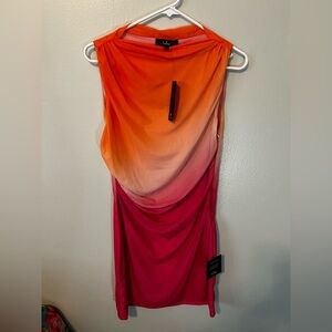 New with Tag Lulu's Sunset Red/Orange Gradient Sleeveless Dress Women’s Size XL